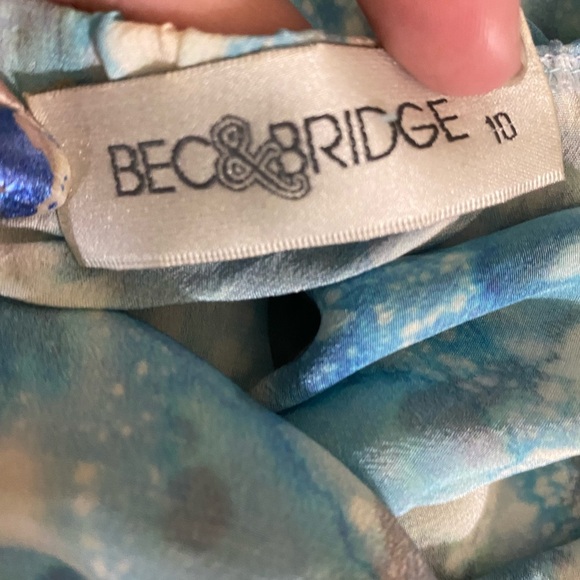 BEC + BRIDGE EUC Blue Sky Printed Strapless Silk Dress - Picture 6 of 12